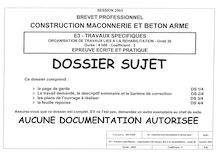 Travaux spécifiques : organisation de travaux liés à la réhabilitation 2003 BP - Construction en maçonnerie et béton armé