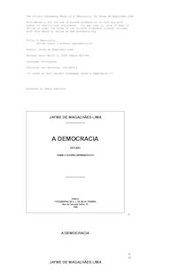 A Democracia - Estudo sobre o governo representativo