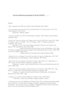 Liste des publications principales de Nicolas WERTH I-Livres ...