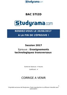Corrigé Bac STI2D 2017 - Enseignements technologiques transversaux