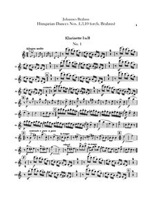 Partition clarinette 1, 2 (en B♭), 21 Hungarian Dances (orchestre)