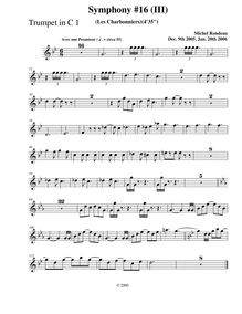 Partition trompette 1 (C), Symphony No.16, Rondeau, Michel par Michel Rondeau
