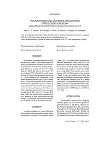POLIMORFISMO DEL GEN DRB3.2 EN BOVINOS CRIOLLOS DEL URUGUAY (GENE DRB3.2 POLYMORPHISM IN URUGUAYAN CREOLE CATTLE)