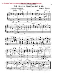 Partition complète, 11 Vesper Bénévoles, Op.14, Elgar, Edward