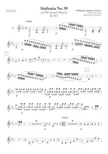 Partition violons II, Symphony No.39, E♭ major, Mozart, Wolfgang Amadeus