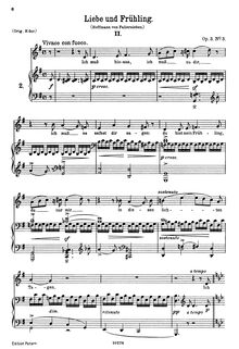 Partition No. 3: Liebe und Frühling II., 6 chansons, 6 Gesänge, Brahms, Johannes
