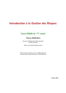 [Cours ENSAI 3è année] Introduction à la Gestion des Risques