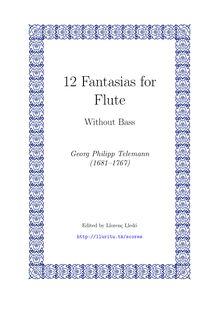 Partition complète, pour Twelve fantaisies pour Transverse flûte without basse