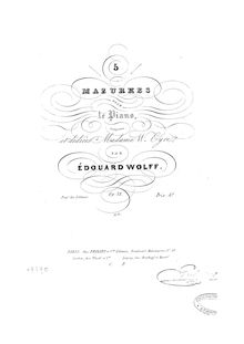 Partition complète, 5 Mazurkas, Op.12, Wolff, Édouard