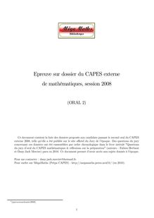 Epreuve sur dossier du CAPES externe de mathématiques, session 2008