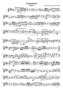 Partition violon 1, Crisantemi, C# Minor, Puccini, Giacomo