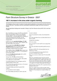 Farm structure survey in Greece - 2007. 166 % increase in the area under organic farming.