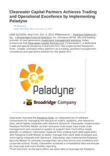 Clearwater Capital Partners Achieves Trading and Operational Excellence by Implementing Paladyne