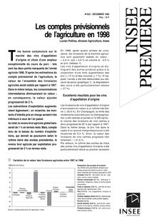 Les comptes prévisionnels de l agriculture en 1998