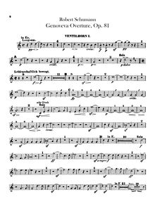 Partition cor 1 (en E♭, E), 3, 4 (en C), 2 (en E♭, E), Genoveva, Op.81