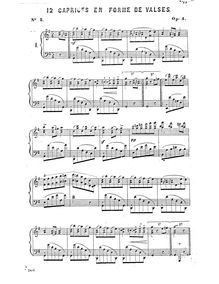 Partition complète, Souvenir de Vienne, Op.4, Douze (12) valses (Souvenirs de Vienne:  douze caprices en forme de valse)