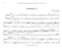Partition Voluntary V (D major), Bénévoles, Stanley, John