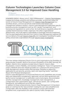 Column Technologies Launches Column Case Management 3.0 for Improved Case Handling