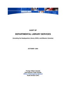 Audit of Departmental Library Services (October 2004)