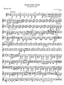 Partition violon II, Rosamunde, Fürstin von Zypern, Schubert, Franz
