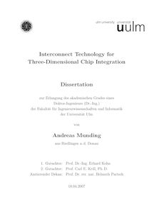 Interconnect technology for three-dimensional chip integration [Elektronische Ressource] / von Andreas Munding