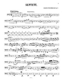 Partition violoncelle, Septett für Hoboe, Clarinette, cor, Violine, viole de gambe, violoncelle und Pianoforte