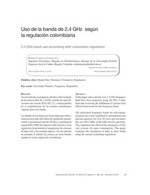 USO DE LA BANDA DE 2,4 GH Z SEGÚN LA REGULACIÓN COLOMBIANA(2,4 GHz band use according with colombian regulation)