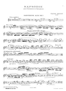 Partition Saxophone et partition de piano, solo , partie, Rapsodie pour orchestre et Saxophone