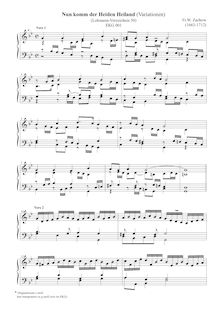 Partition Version transposed to G minor, Nun komm der Heiden Heiland, LV50
