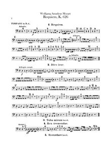 Partition timbales, Requiem, D minor, Mozart, Wolfgang Amadeus par Wolfgang Amadeus Mozart