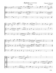 Partition complète (Tr Tr B), Airs pour 3 violes de gambe par Maurice Webster