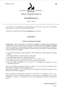 Mathématiques 2 1999 Classe Prepa PSI Concours Instituts Nat. Polytechniques (INP - ENSI)