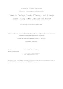 Directors  dealings, market efficiency, and strategic insider trading in the German stock market [Elektronische Ressource] / Carl Philipp Sebastian Dickgießer