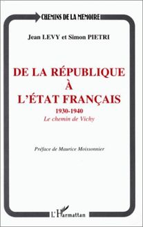 De la république à l Etat français 1930-1940