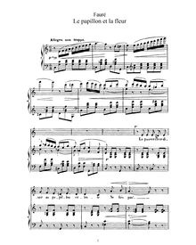 Partition No. 1 - Le papillon et la fleur (Original key, C), 2 chansons, Op. 1