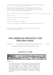 The American Architect and Building News, Vol. 27, No. 733, January 11, 1890