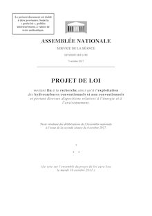 Projet de loi - Nicolas Hulot - Fin de la recherche et de l exploitation des hydrocarbures conventionnels et non-conventionnels