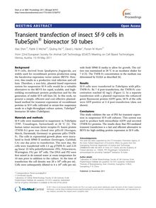 Transient transfection of insect Sf-9 cells in TubeSpin® bioreactor 50 tubes