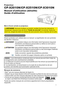 Notice Projecteur Hitachi  CP-X3010NEF