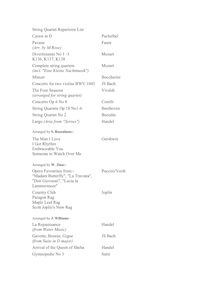String Quartet Repertoire List Canon in D Pachelbel Pavane (Arr ...