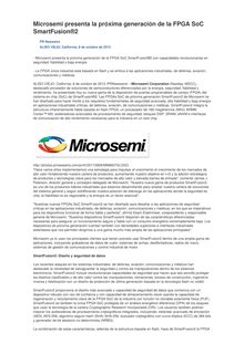 Microsemi presenta la próxima generación de la FPGA SoC SmartFusion®2