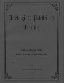 Partition complète, Supplementus II, Palestrina, Giovanni Pierluigi da