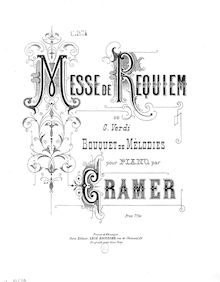 Partition complète, Bouquet de mélodies sur  Requiem  de Verdi, Cramer, Henri (fl. 1890)