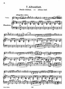 Partition , Stambogsblad - partition de piano, lyrique pièces, Op.12