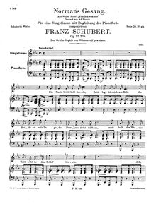 Partition complète, Original key, Normans Gesang, D.846 (Op.52 No.5) par Franz Schubert