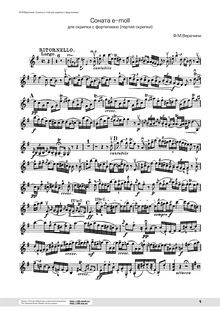 Partition de violon, 12 Sonate accademiche, Op.2, Veracini, Francesco Maria