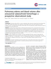 Pulmonary edema and blood volume after aneurysmal subarachnoid hemorrhage: a prospective observational study