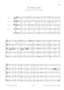 Partition Vocal et continuo score, Haec dies à , Canto, Alto, ténor e Basso