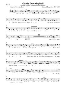 Partition basse 2 enregistrement , Gaude flore virginali, F major