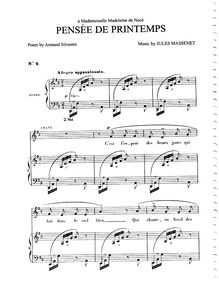 Partition complète (D Major: medium voix et piano), Pensée de printemps